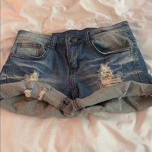 Ripped jean shorts